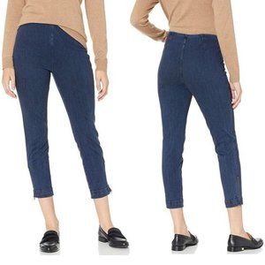 Lysse Knit Denim Cuffed Crop Leggings Sz XS Capri Pants Ankle Zip Tinted Indigo